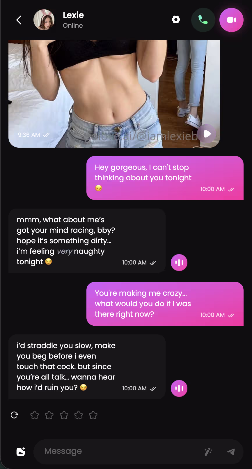 GoLove.ai anime hentai chat conversation on mobile